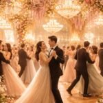 Tavaszi bálon táncoló fiatalok vidám, ünnepi hangulatban