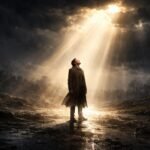 Váratlan napsütés egy sötét tájon, remény és megújulás jele