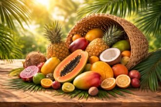 Álom trópusi gyümölcsökről, bőség és vágyakozás szimbóluma