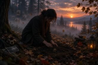 Álomban egy ember titkot, emléket vagy lezárást jelképezve elás valamit